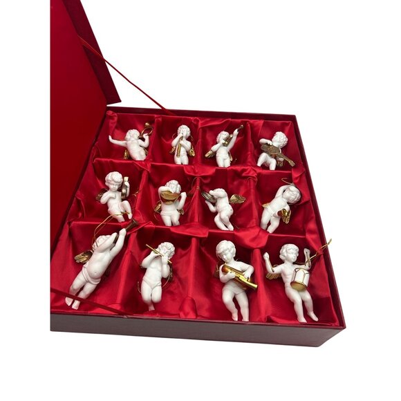 Franklin Mint The Heralding Angels Ornaments Set Of 18 Porcelain Angels 24k Gold - Picture 4 of 14